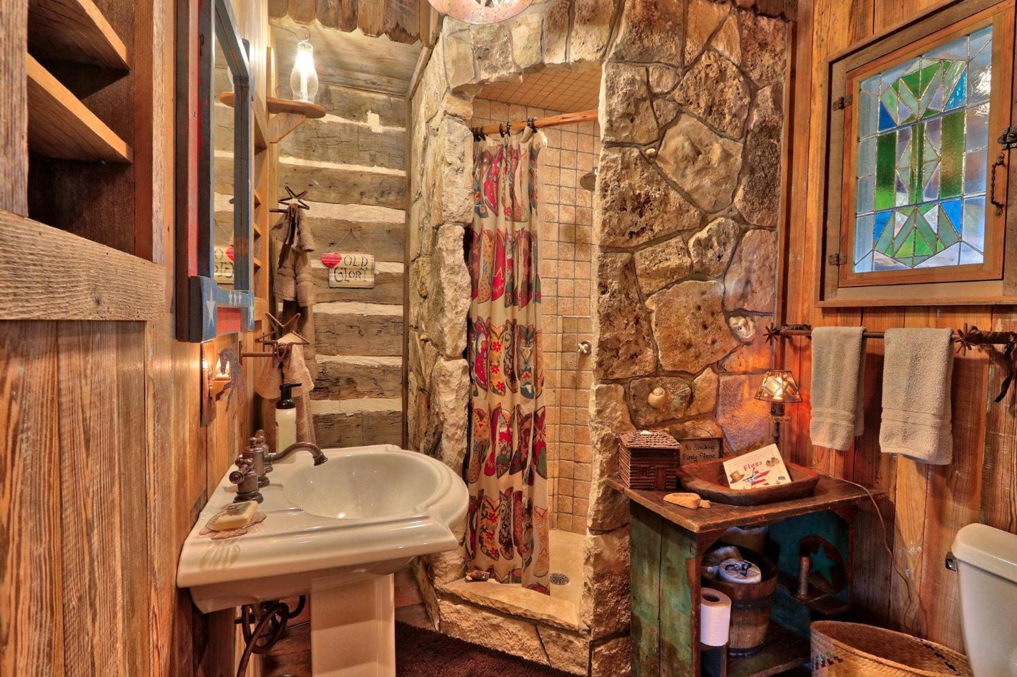 Log Cabin At Old Glory Ranch Wimberley Exteriör bild